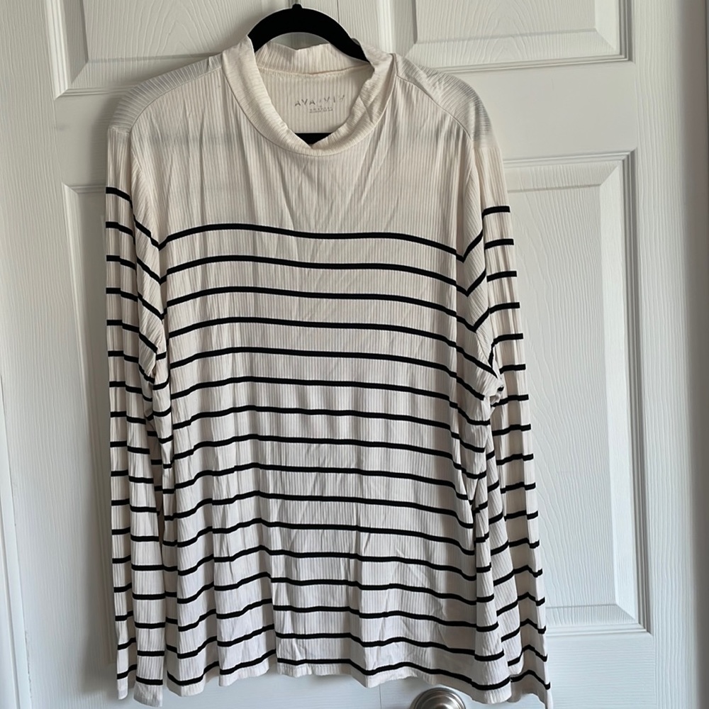 White sweater with black stripes